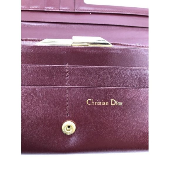 Dior Dark Red Oblique Trotter Print Logo Embossed Leather Wallet - Picture 10 of 10